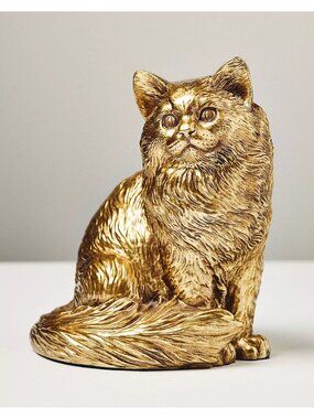New Anthropologie Cat Decorative Object Antique Vintage Gold Sculpture